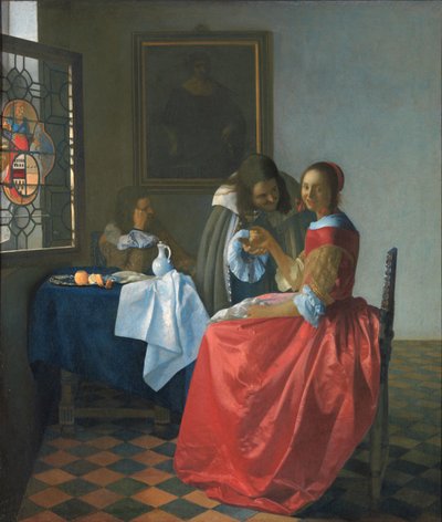 Das Mädchen mit dem Weinglas von Jan Vermeer van Delft